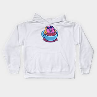 Cute Doughnut Relaxing On Coffee Kids Hoodie